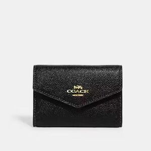 NWT Coach Envelope Flap Card Case Wallet Leather CH487 Black